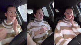 Jenniiibaby: Speelt met zichzelf in de auto trui opzij