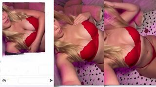 Delisha: Showt haar tieten in rode lingerie onder paars