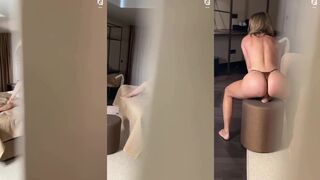 Evasaccount: Toont haar geile kont in string op bed