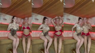 Anna Bron: Sauna show met luipaard & rood lingerie