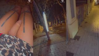 Shemale_Milf: Leopard rok & brutaal haar lul in het straatlicht