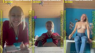 TinyBlonde_: Naakte tieten onder die rode trui & stout verder