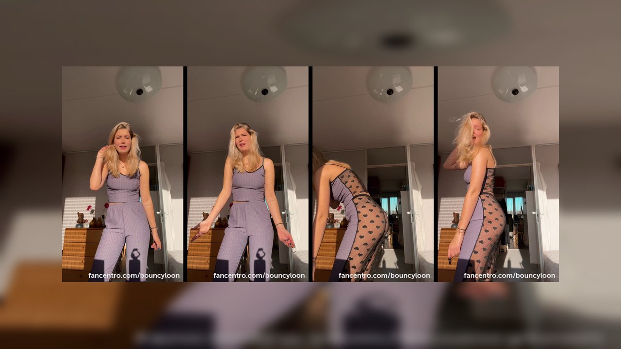 Bouncyloon: Geile Slet Toont Haar Kont in Zijkant Pose
