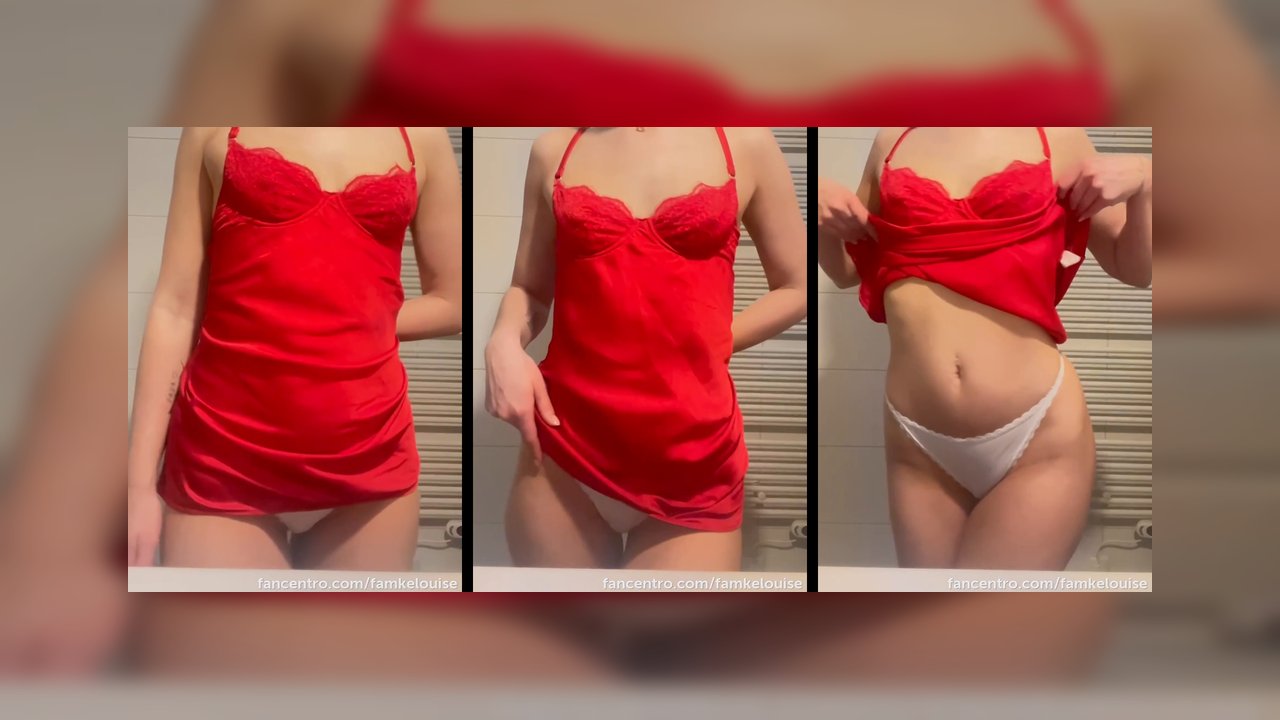 Famke Louise: Rode jurk omhoog, strakke panties bloot – Geile exclusieve